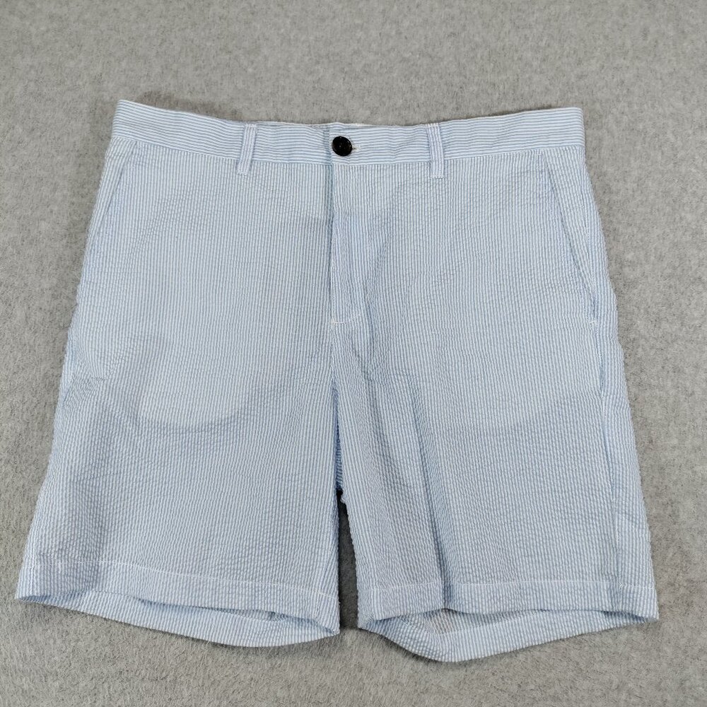 Southern Proper Seersucker Shorts Mens 38 Blue White Striped 7in Inseam Summer